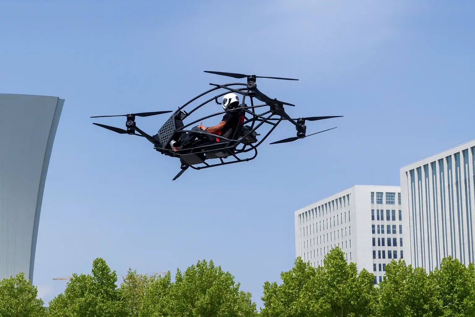 Technicians performing a pre-flight check on the aircraft
