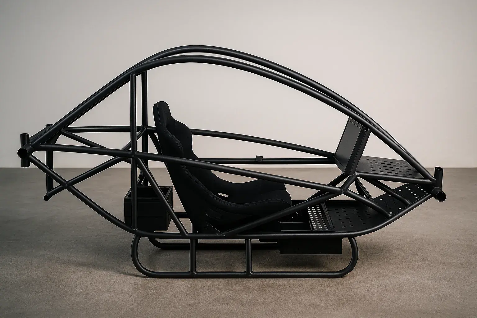 Closeup of carbon fiber and aluminum structure